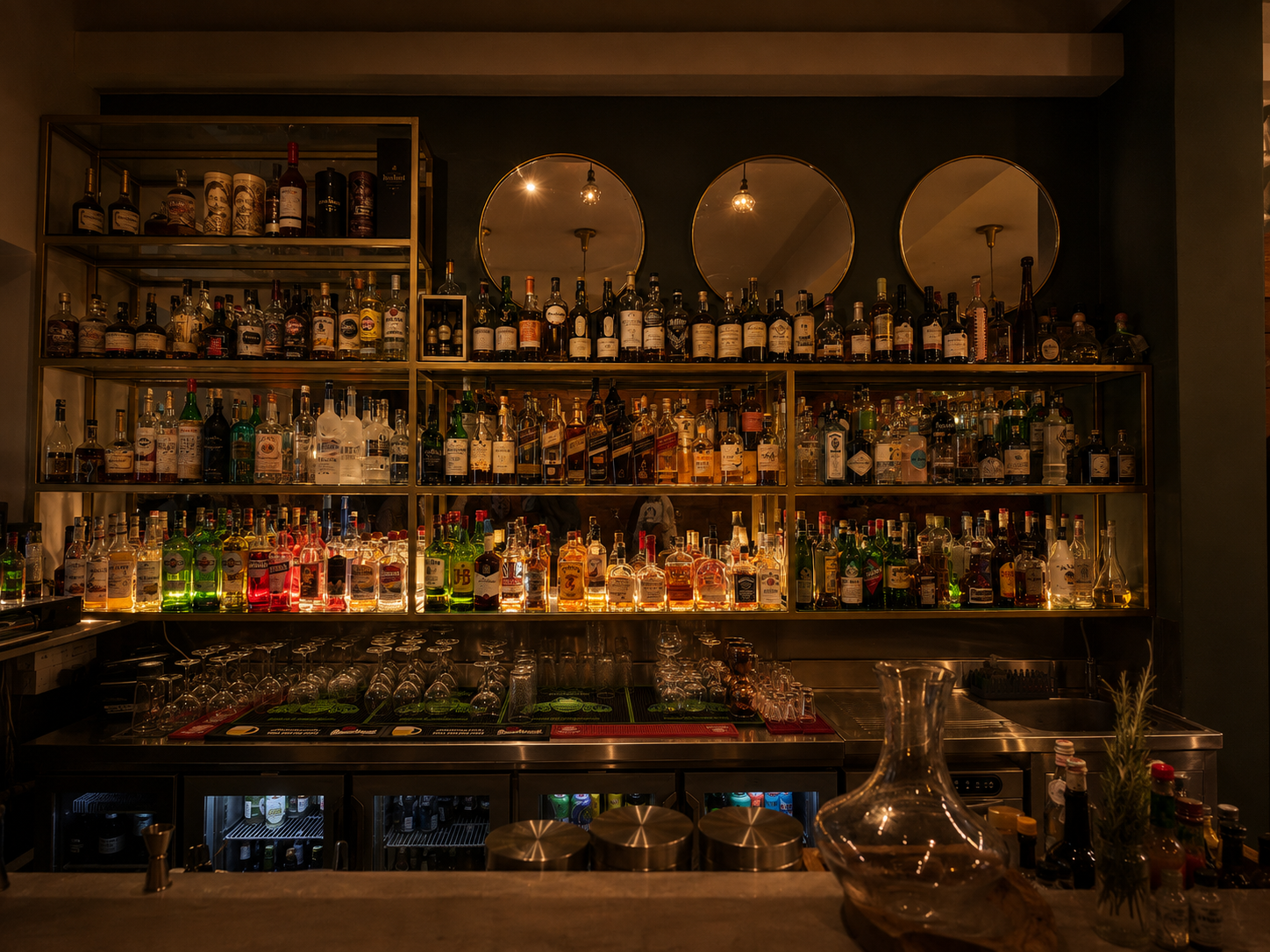 The back bar at The Lucky Goose